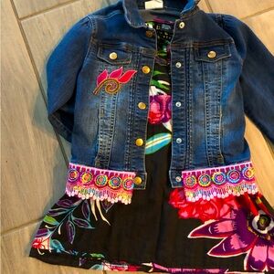 Girls' Denim Jacket embellished to match a Desigual dress. Size 7/8